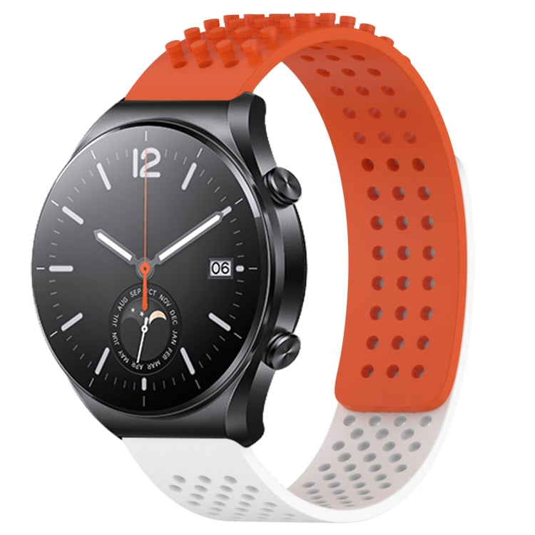 For Xiaomi MI Watch S1 22mm Holes Breathable 3D Dots Silicone Watch Band(Orange+White) - Watch Bands by PMC TechLife | Online Shopping South Africa | PMC TechLife