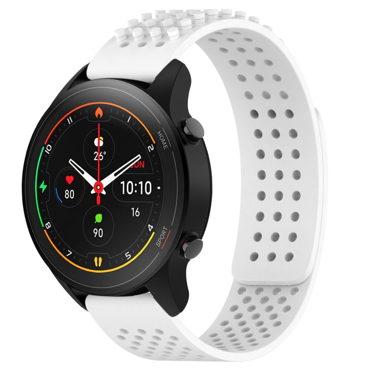 For Xiaomi MI Watch S1 Pro 22mm Holes Breathable 3D Dots Silicone Watch Band(White) - Watch Bands by PMC TechLife | Online Shopping South Africa | PMC TechLife