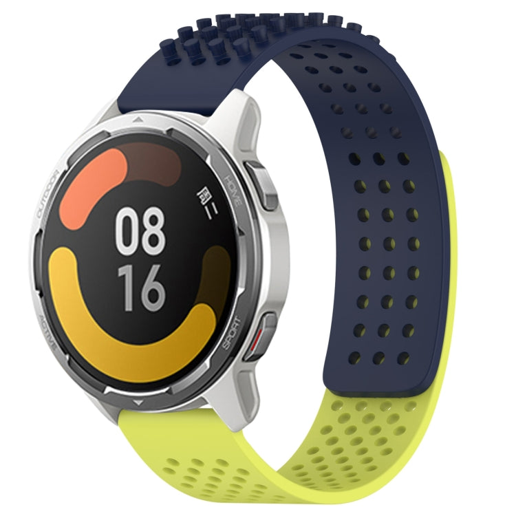 For Xiaomi MI Watch Color 2 22mm Holes Breathable 3D Dots Silicone Watch Band(Midnight Blue+Lime Green) - Watch Bands by PMC TechLife | Online Shopping South Africa | PMC TechLife