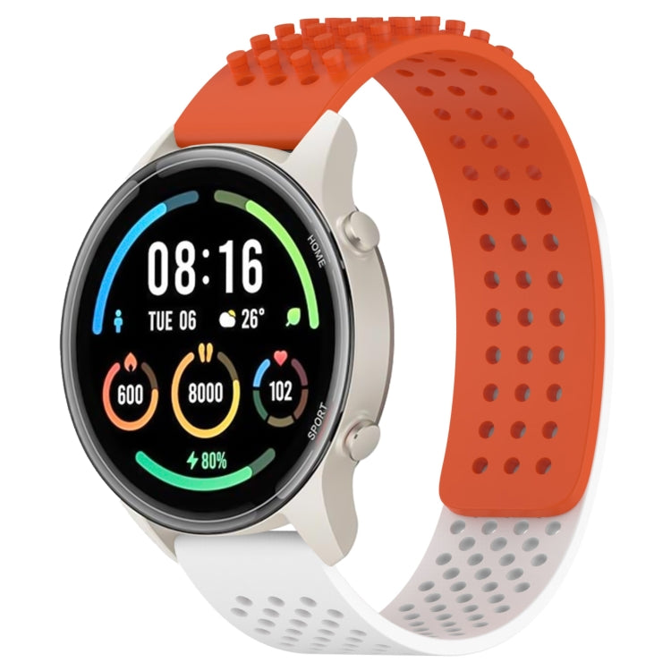 For Xiaomi MI Watch Sport 22mm Holes Breathable 3D Dots Silicone Watch Band(Orange+White) - Watch Bands by PMC TechLife | Online Shopping South Africa | PMC TechLife