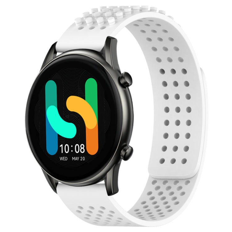 For Xiaomi Haylou RT2 LS10 22mm Holes Breathable 3D Dots Silicone Watch Band(White) - Watch Bands by PMC TechLife | Online Shopping South Africa | PMC TechLife