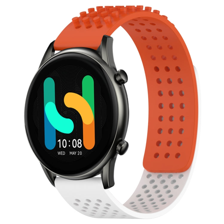 For Xiaomi Haylou RT2 LS10 22mm Holes Breathable 3D Dots Silicone Watch Band(Orange+White) - Watch Bands by PMC TechLife | Online Shopping South Africa | PMC TechLife