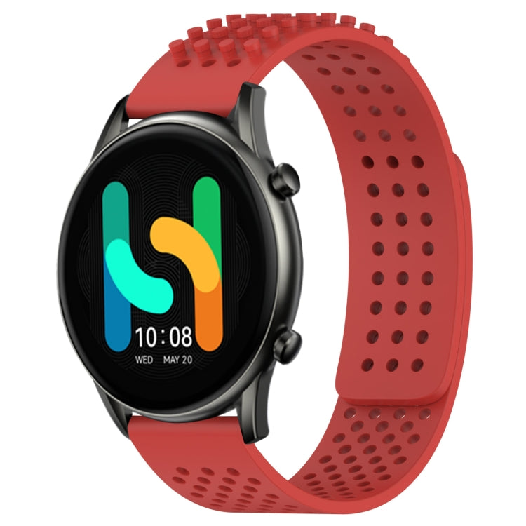 For Xiaomi Haylou RT2 LS10 22mm Holes Breathable 3D Dots Silicone Watch Band(Red) - Watch Bands by PMC TechLife | Online Shopping South Africa | PMC TechLife