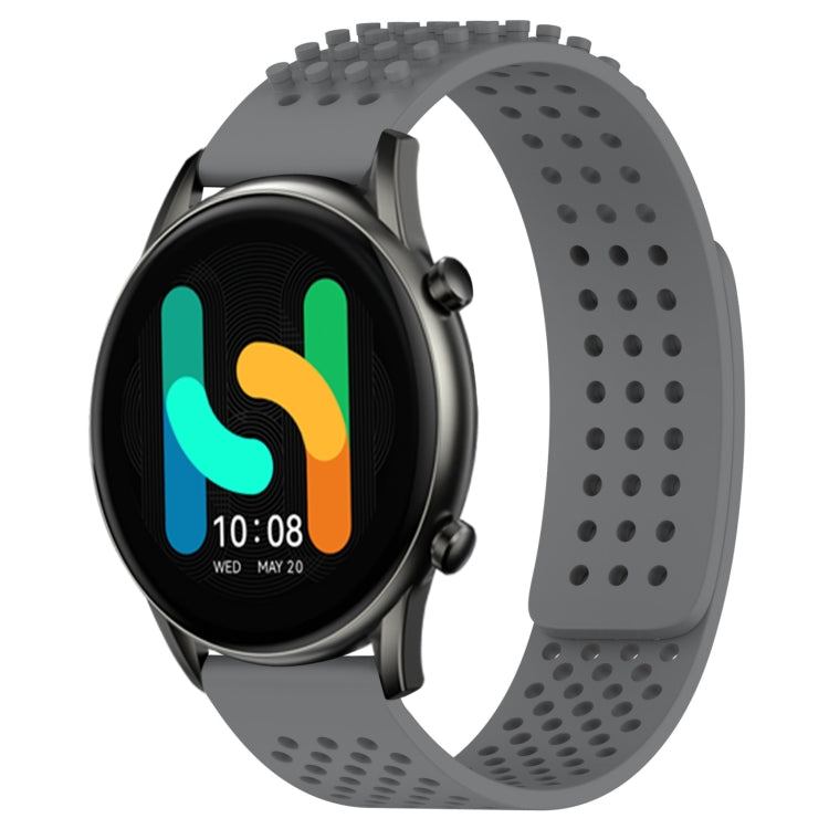 For Xiaomi Haylou RT2 LS10 22mm Holes Breathable 3D Dots Silicone Watch Band(Grey) - Watch Bands by PMC TechLife | Online Shopping South Africa | PMC TechLife
