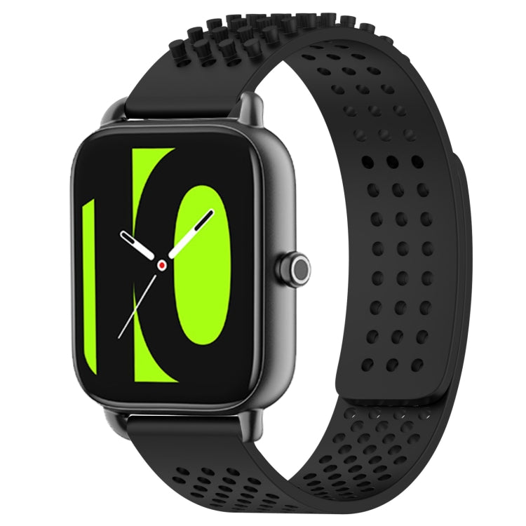 For Xiaomi Haylou RS4 LS12 22mm Holes Breathable 3D Dots Silicone Watch Band(Black) - Watch Bands by PMC TechLife | Online Shopping South Africa | PMC TechLife