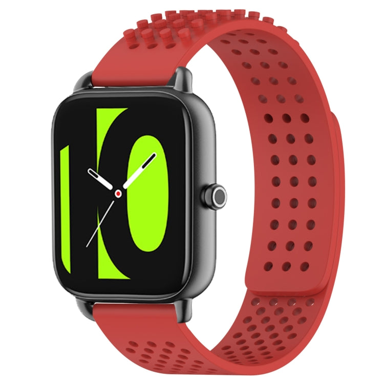 For Xiaomi Haylou RS4 LS12 22mm Holes Breathable 3D Dots Silicone Watch Band(Red) - free shipping - PMC TechLife - Order now!
