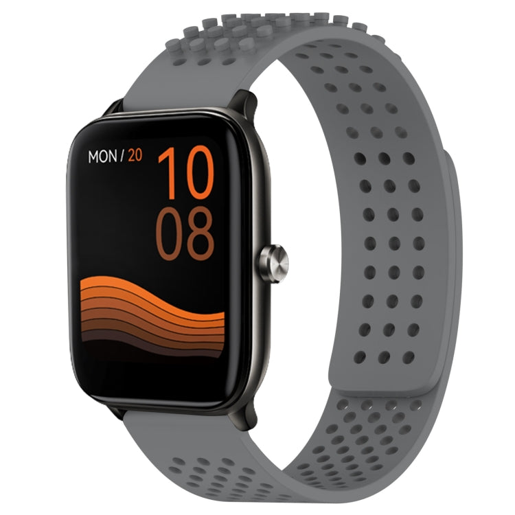 For Xiaomi Haylou GST LS09B 22mm Holes Breathable 3D Dots Silicone Watch Band(Grey) - Watch Bands by PMC TechLife | Online Shopping South Africa | PMC TechLife