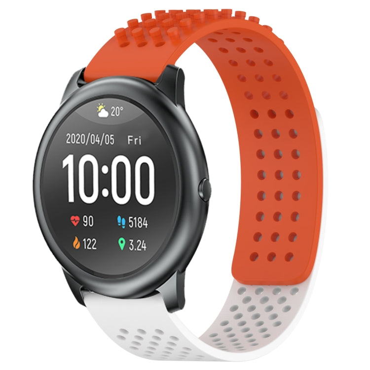 For Xiaomi Haylou RT LS05S 22mm Holes Breathable 3D Dots Silicone Watch Band(Orange+White) - Watch Bands by PMC TechLife | Online Shopping South Africa | PMC TechLife