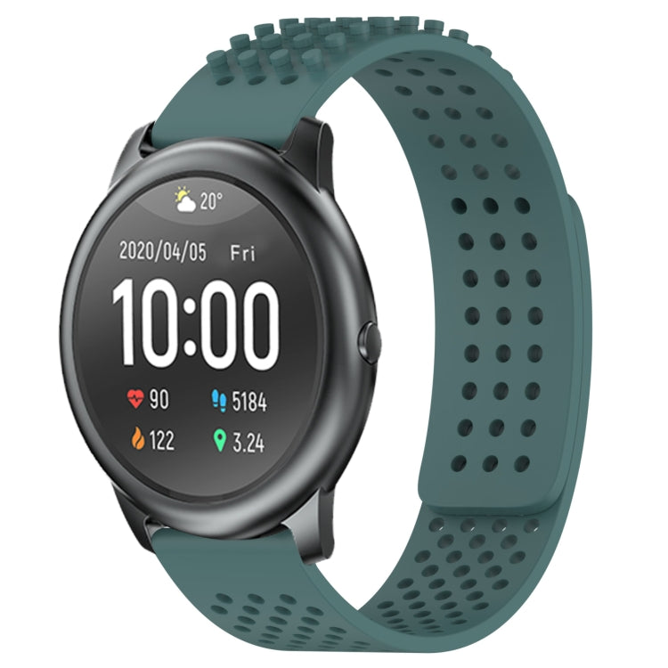 For Xiaomi Haylou RT LS05S 22mm Holes Breathable 3D Dots Silicone Watch Band(Olive Green) - Watch Bands by PMC TechLife | Online Shopping South Africa | PMC TechLife