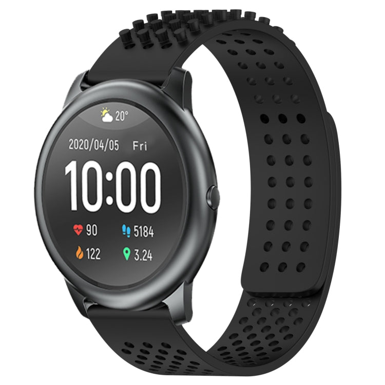 For Xiaomi Haylou RT LS05S 22mm Holes Breathable 3D Dots Silicone Watch Band(Black) - Watch Bands by PMC TechLife | Online Shopping South Africa | PMC TechLife