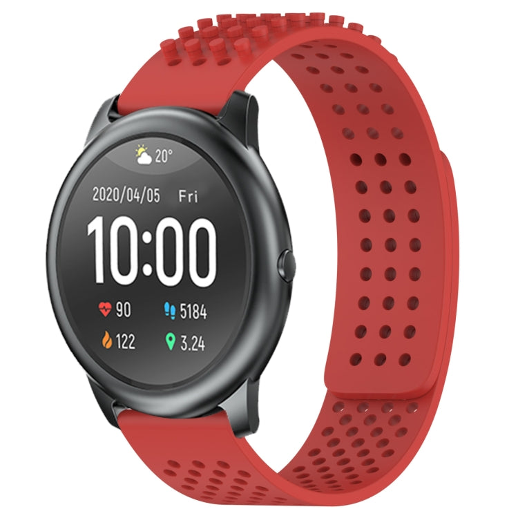 For Xiaomi Haylou RT LS05S 22mm Holes Breathable 3D Dots Silicone Watch Band(Red) - Watch Bands by PMC TechLife | Online Shopping South Africa | PMC TechLife