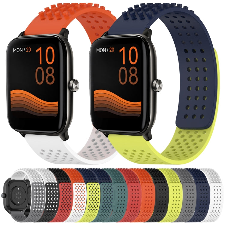 For Xiaomi Watch S2 42mm 22mm Holes Breathable 3D Dots Silicone Watch Band(Midnight Blue+Lime Green) - Watch Bands by PMC TechLife | Online Shopping South Africa | PMC TechLife