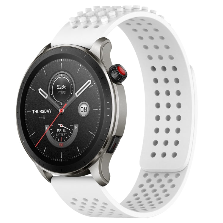 For Amazfit GTR 4 22mm Holes Breathable 3D Dots Silicone Watch Band(White) - Watch Bands by PMC TechLife | Online Shopping South Africa | PMC TechLife