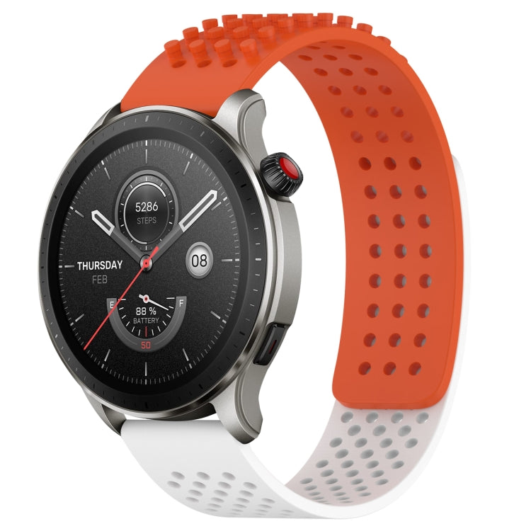 For Amazfit GTR 4 22mm Holes Breathable 3D Dots Silicone Watch Band(Orange+White) - Watch Bands by PMC TechLife | Online Shopping South Africa | PMC TechLife