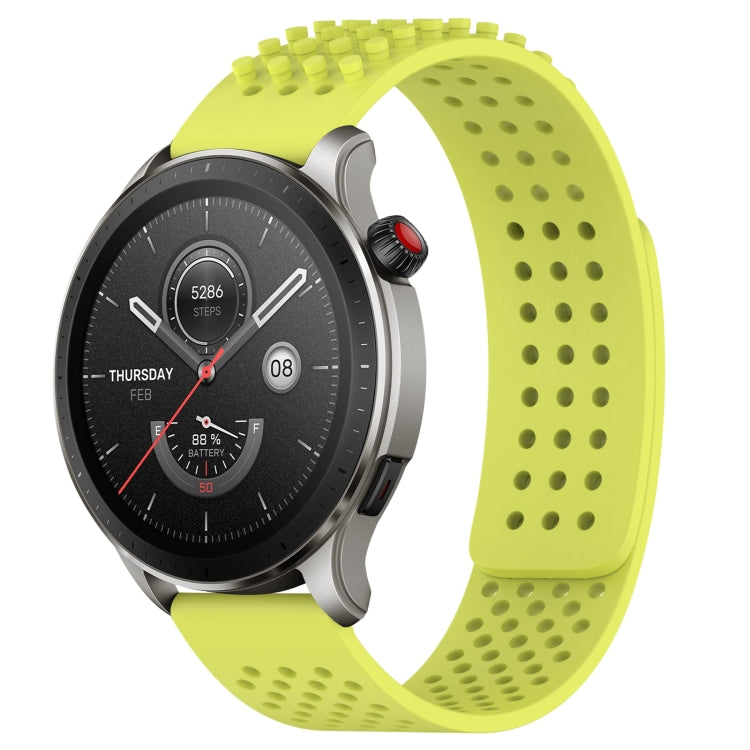 For Amazfit GTR 4 22mm Holes Breathable 3D Dots Silicone Watch Band(Lime Green) - Watch Bands by PMC TechLife | Online Shopping South Africa | PMC TechLife