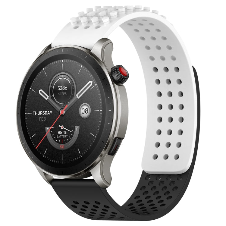 For Amazfit GTR 4 Pro 22mm Holes Breathable 3D Dots Silicone Watch Band(White+Black) - Watch Bands by PMC TechLife | Online Shopping South Africa | PMC TechLife