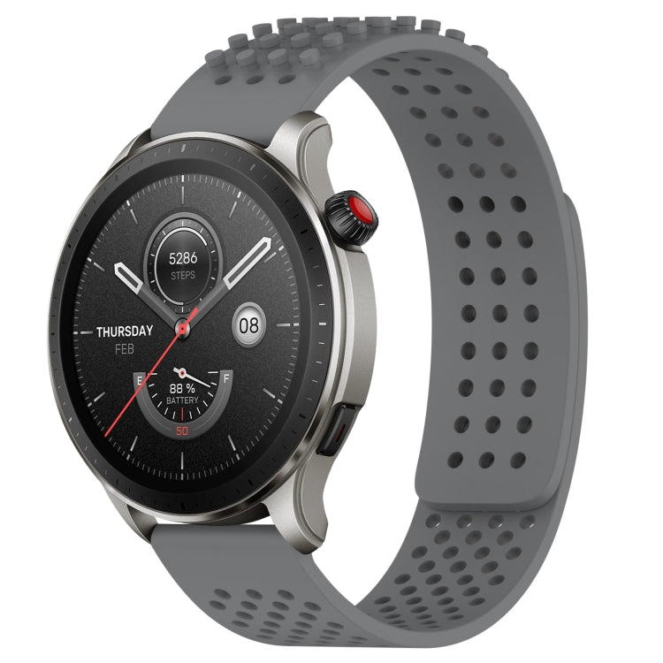 For Amazfit GTR 4 Pro 22mm Holes Breathable 3D Dots Silicone Watch Band(Grey) - Watch Bands by PMC TechLife | Online Shopping South Africa | PMC TechLife