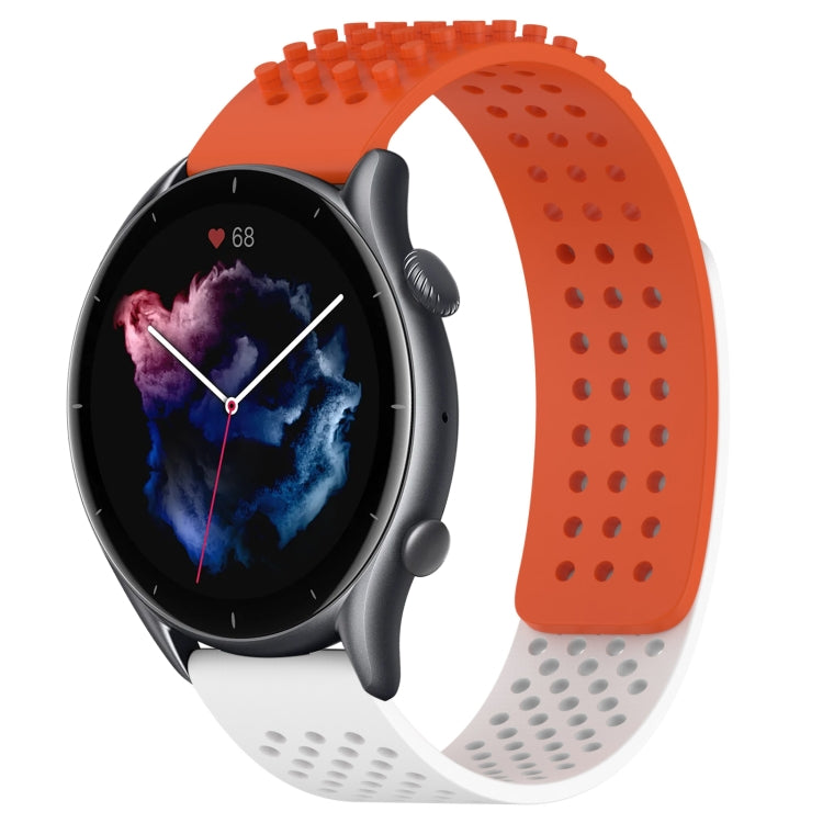 For Amazfit GTR 3 22mm Holes Breathable 3D Dots Silicone Watch Band(Orange+White) - Watch Bands by PMC TechLife | Online Shopping South Africa | PMC TechLife