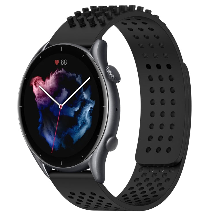 For Amazfit GTR 3 22mm Holes Breathable 3D Dots Silicone Watch Band(Black) - Watch Bands by PMC TechLife | Online Shopping South Africa | PMC TechLife