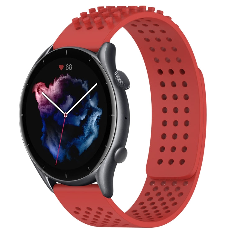 For Amazfit GTR 3 22mm Holes Breathable 3D Dots Silicone Watch Band(Red) - Watch Bands by PMC TechLife | Online Shopping South Africa | PMC TechLife