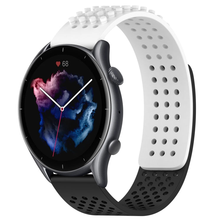 For Amazfit GTR 3 Pro 22mm Holes Breathable 3D Dots Silicone Watch Band(White+Black) - Watch Bands by PMC TechLife | Online Shopping South Africa | PMC TechLife