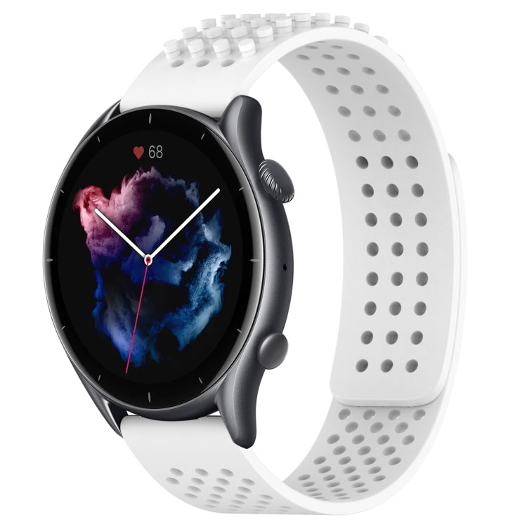 For Amazfit GTR 3 Pro 22mm Holes Breathable 3D Dots Silicone Watch Band(White) - Watch Bands by PMC TechLife | Online Shopping South Africa | PMC TechLife