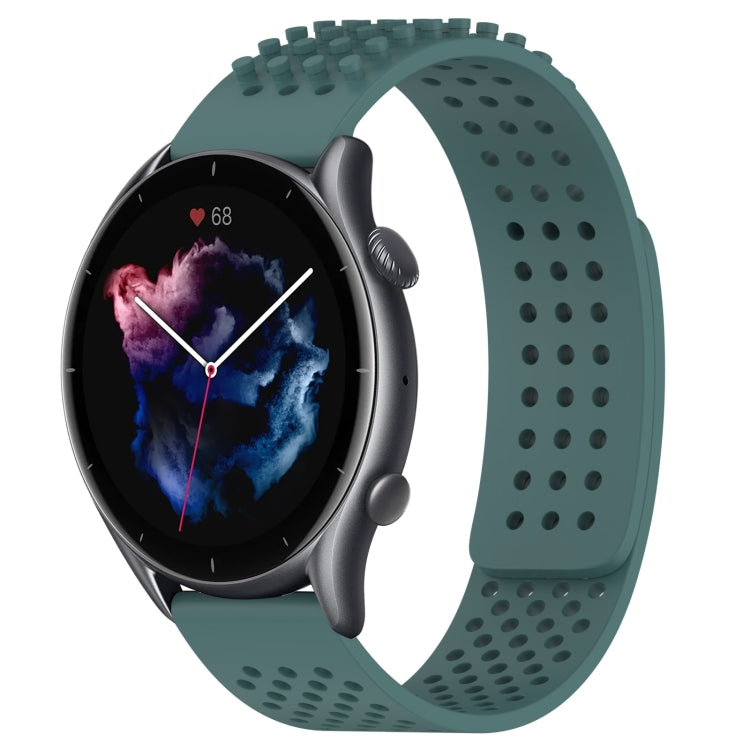 For Amazfit GTR 3 Pro 22mm Holes Breathable 3D Dots Silicone Watch Band(Olive Green) - Watch Bands by PMC TechLife | Online Shopping South Africa | PMC TechLife
