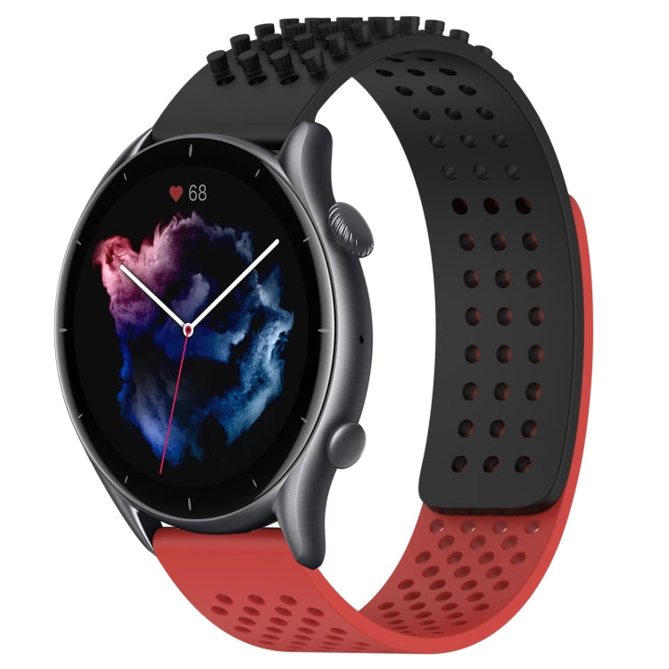 For Amazfit GTR 3 Pro 22mm Holes Breathable 3D Dots Silicone Watch Band(Black+Red) - Watch Bands by PMC TechLife | Online Shopping South Africa | PMC TechLife