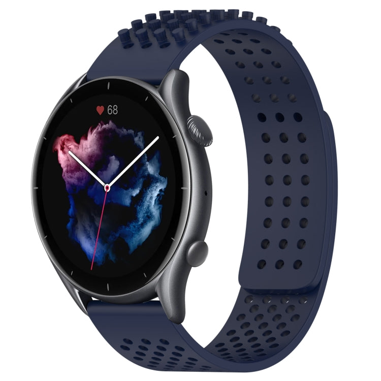 For Amazfit GTR 3 Pro 22mm Holes Breathable 3D Dots Silicone Watch Band(Midnight Blue) - Watch Bands by PMC TechLife | Online Shopping South Africa | PMC TechLife