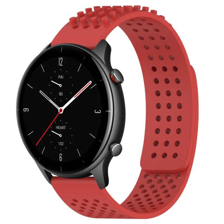 For Amazfit GTR 2e 22mm Holes Breathable 3D Dots Silicone Watch Band(Red) - Watch Bands by PMC TechLife | Online Shopping South Africa | PMC TechLife