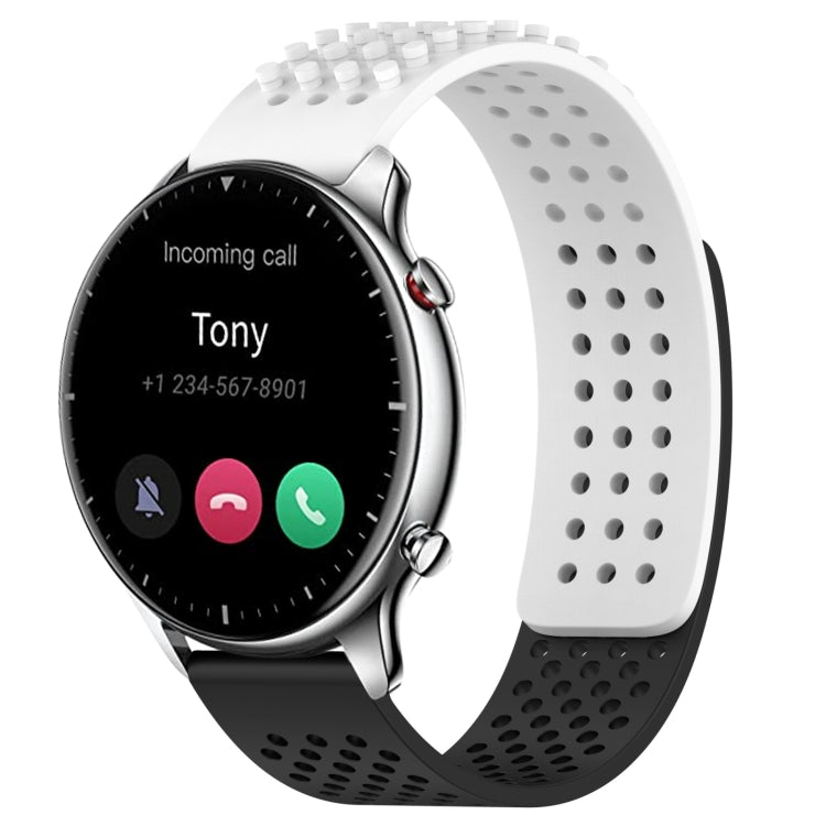 For Amazfit GTR 2 22mm Holes Breathable 3D Dots Silicone Watch Band(White+Black) - Watch Bands by PMC TechLife | Online Shopping South Africa | PMC TechLife