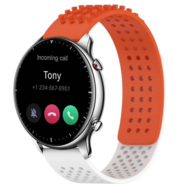For Amazfit GTR 2 22mm Holes Breathable 3D Dots Silicone Watch Band(Orange+White) - Watch Bands by PMC TechLife | Online Shopping South Africa | PMC TechLife