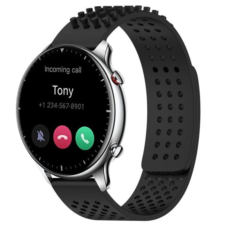 For Amazfit GTR 2 22mm Holes Breathable 3D Dots Silicone Watch Band(Black) - Watch Bands by PMC TechLife | Online Shopping South Africa | PMC TechLife