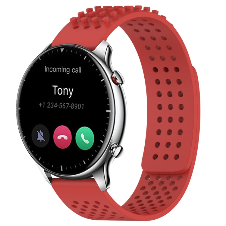 For Amazfit GTR 2 22mm Holes Breathable 3D Dots Silicone Watch Band(Red) - Watch Bands by PMC TechLife | Online Shopping South Africa | PMC TechLife | Buy Now Pay Later Mobicred