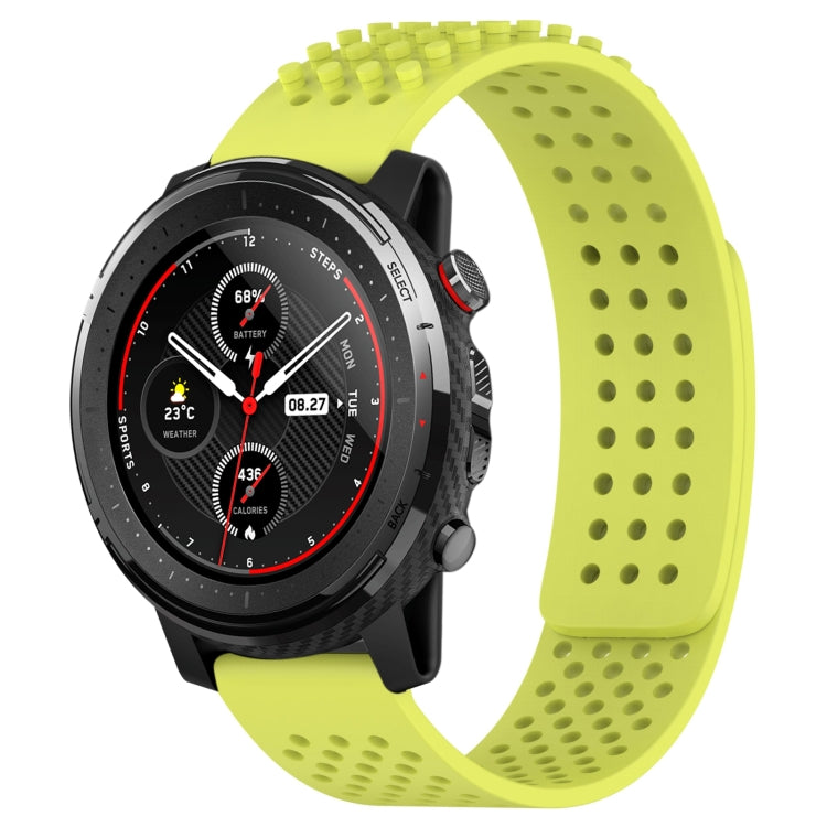 For Amazfit 3 22mm Holes Breathable 3D Dots Silicone Watch Band(Lime Green) - Watch Bands by PMC TechLife | Online Shopping South Africa | PMC TechLife