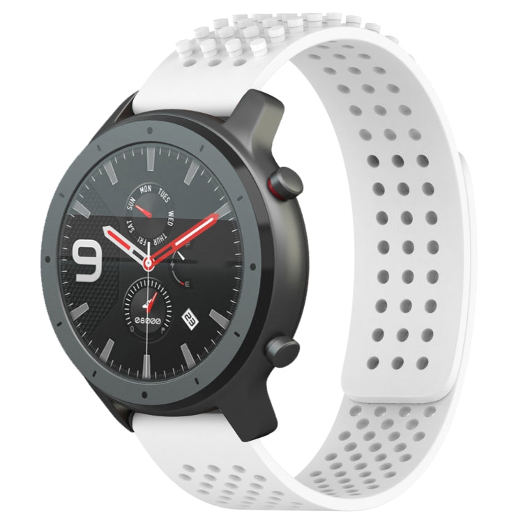 For Amazfit GTR 47mm 22mm Holes Breathable 3D Dots Silicone Watch Band(White) - Watch Bands by PMC TechLife | Online Shopping South Africa | PMC TechLife