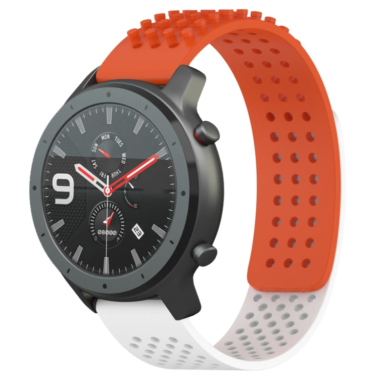 For Amazfit GTR 47mm 22mm Holes Breathable 3D Dots Silicone Watch Band(Orange+White) - Watch Bands by PMC TechLife | Online Shopping South Africa | PMC TechLife