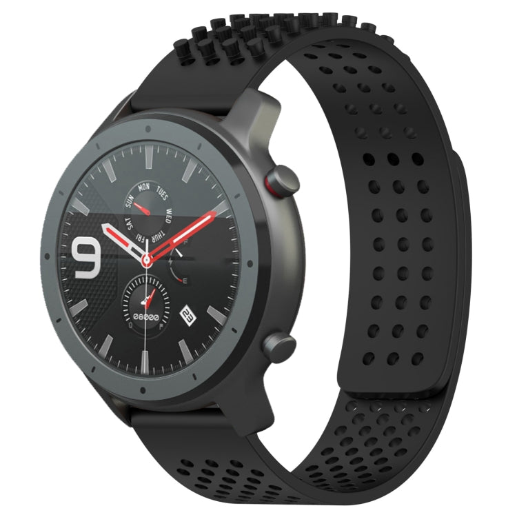 For Amazfit GTR 47mm 22mm Holes Breathable 3D Dots Silicone Watch Band(Black) - Watch Bands by PMC TechLife | Online Shopping South Africa | PMC TechLife