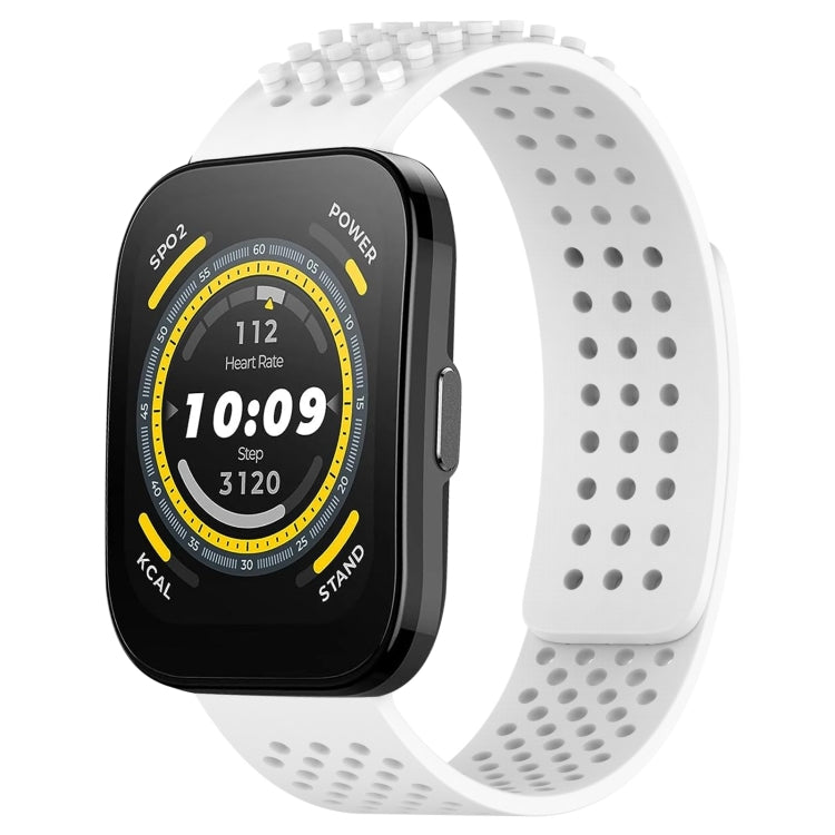 For Amazfit Bip 5 22mm Holes Breathable 3D Dots Silicone Watch Band(White) - Watch Bands by PMC TechLife | Online Shopping South Africa | PMC TechLife