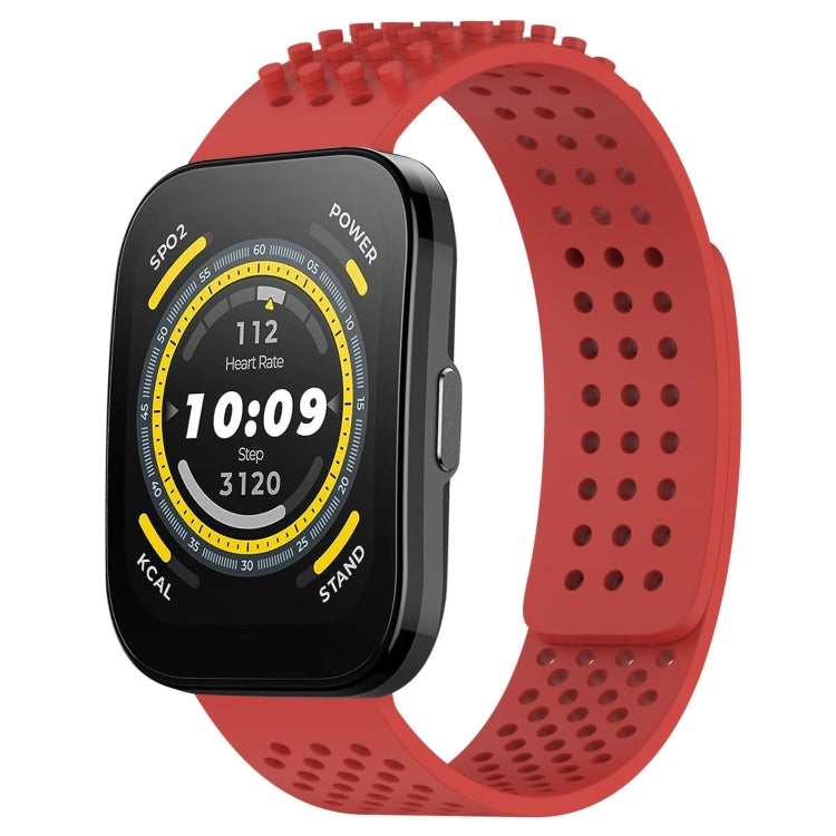For Amazfit Bip 5 22mm Holes Breathable 3D Dots Silicone Watch Band(Red) - Watch Bands by PMC TechLife | Online Shopping South Africa | PMC TechLife