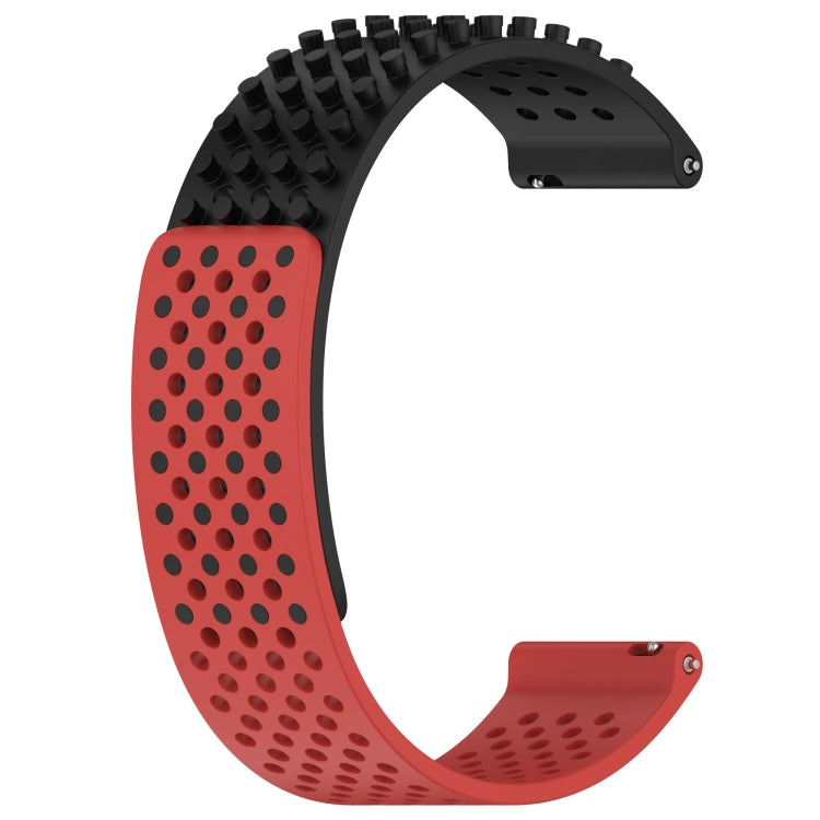 For Garmin Forerunner 265 22mm Holes Breathable 3D Dots Silicone Watch Band(Black+Red) - Watch Bands by PMC TechLife | Online Shopping South Africa | PMC TechLife