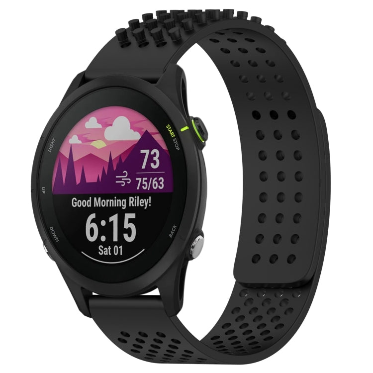 For Garmin Forerunner 255 22mm Holes Breathable 3D Dots Silicone Watch Band(Black) - Watch Bands by PMC TechLife | Online Shopping South Africa | PMC TechLife