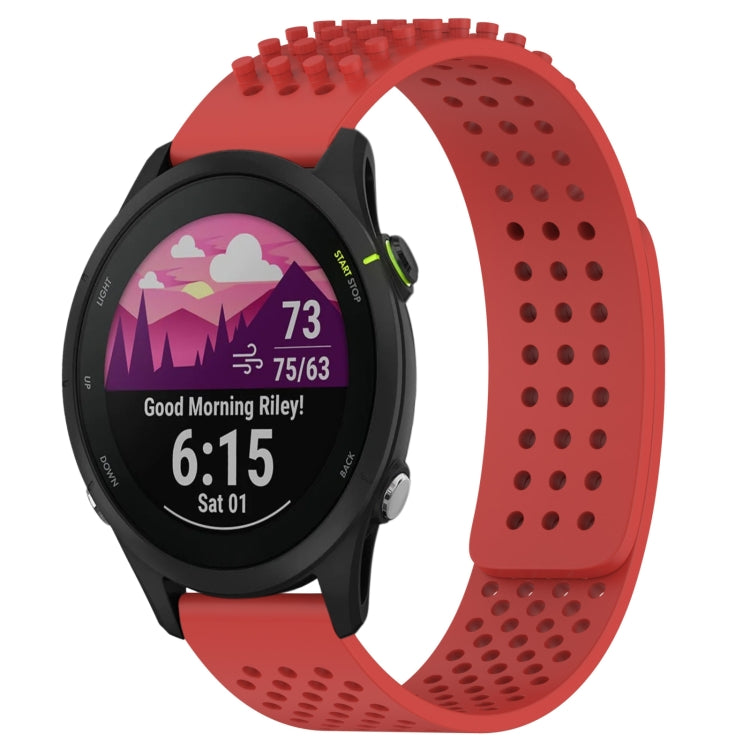 For Garmin Forerunner 255 22mm Holes Breathable 3D Dots Silicone Watch Band(Red) - Watch Bands by PMC TechLife | Online Shopping South Africa | PMC TechLife