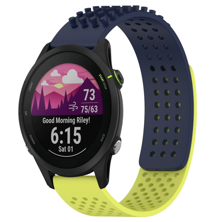 For Garmin Forerunner 255 22mm Holes Breathable 3D Dots Silicone Watch Band(Midnight Blue+Lime Green) - free shipping - PMC TechLife - Order now!