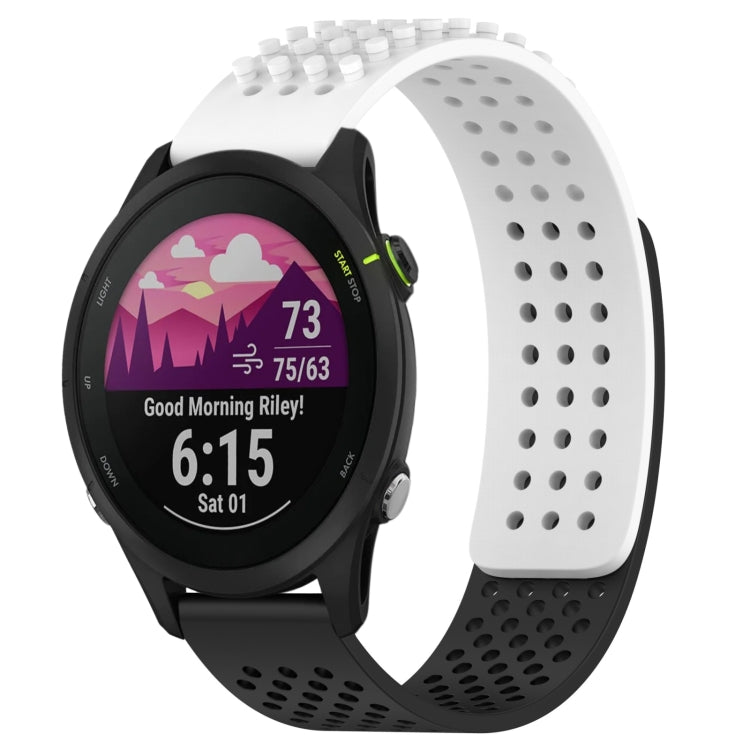 For Garmin Forerunner 255 Music 22mm Holes Breathable 3D Dots Silicone Watch Band(White+Black) - Watch Bands by PMC TechLife | Online Shopping South Africa | PMC TechLife