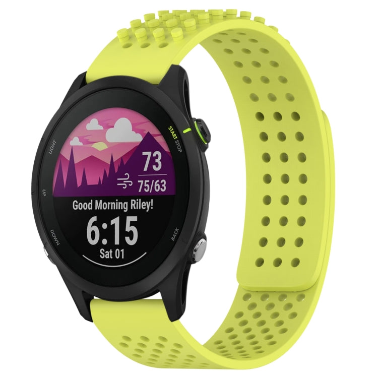 For Garmin Forerunner 255 Music 22mm Holes Breathable 3D Dots Silicone Watch Band(Lime Green) - Watch Bands by PMC TechLife | Online Shopping South Africa | PMC TechLife