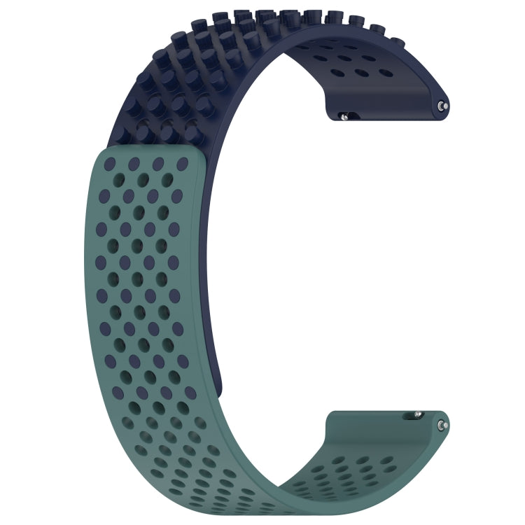 For Garmin Forerunner 255 Music 22mm Holes Breathable 3D Dots Silicone Watch Band(Midnight Blue+Olive Green) - Watch Bands by PMC TechLife | Online Shopping South Africa | PMC TechLife