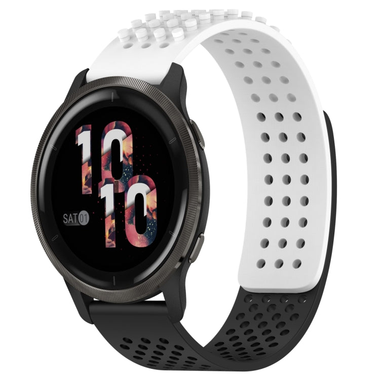 For Garmin Venu 2 22mm Holes Breathable 3D Dots Silicone Watch Band(White+Black) - Watch Bands by PMC TechLife | Online Shopping South Africa | PMC TechLife