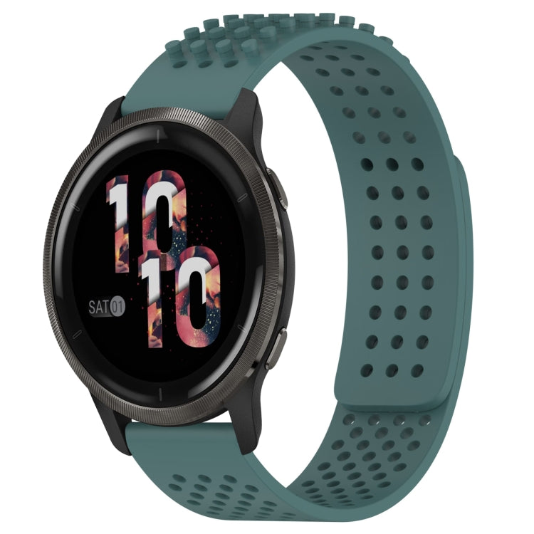 For Garmin Venu 2 22mm Holes Breathable 3D Dots Silicone Watch Band(Olive Green) - free shipping - PMC TechLife - Order now!