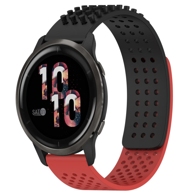 For Garmin Venu 2 22mm Holes Breathable 3D Dots Silicone Watch Band(Black+Red) - Watch Bands by PMC TechLife | Online Shopping South Africa | PMC TechLife